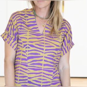 Brooke Wright purple and gold zebra top. One size